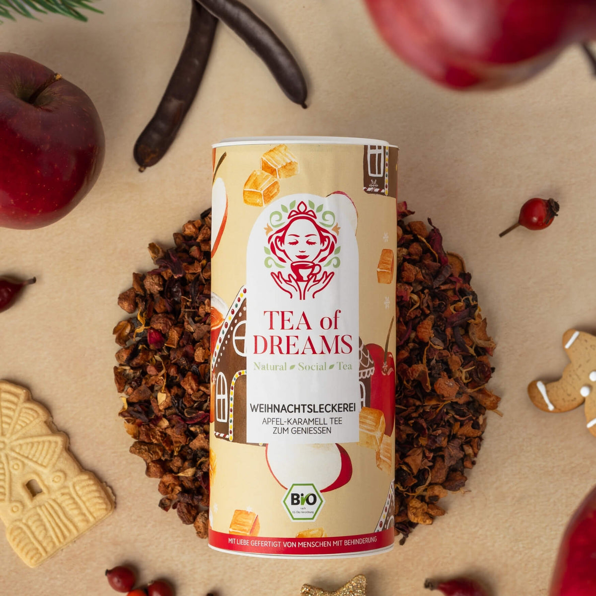 Bio Apfel - Karamell Tee "Weihnachtsleckerei" - Bio Apfel - Karamell Tee "Weihnachtsleckerei"