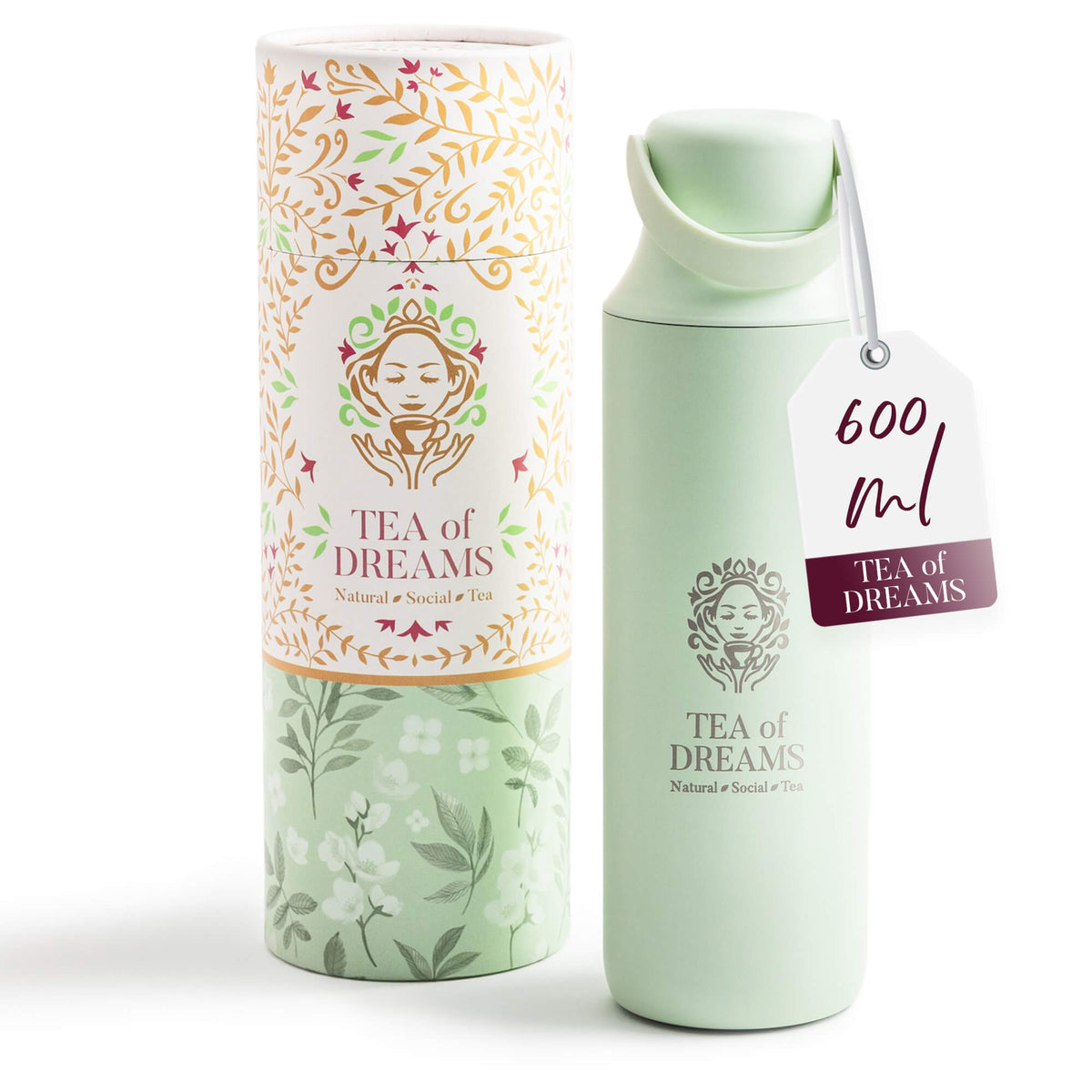 Teeflasche mit intergriertem Sieb von Tea of Dreams Farbe Avocado