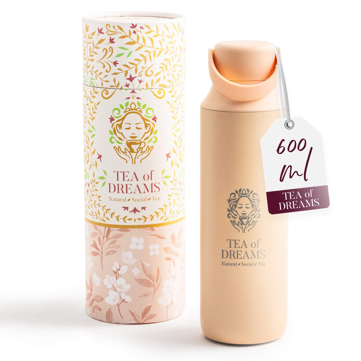 Teeflasche/Thermokanne mit intergriertem Sieb von Tea of Dreams Farbe Peach